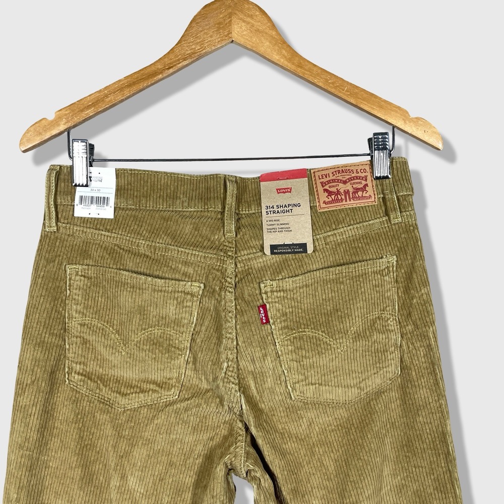 Levi's 314 Shaping Straight Pants Women 30x30 Tan Corduroy Casual‎ Classic NWT - Picture 4 of 8